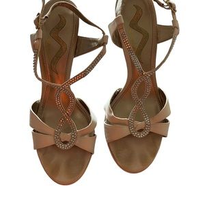 Cream Satin Dress Sandal w/ rhinestones